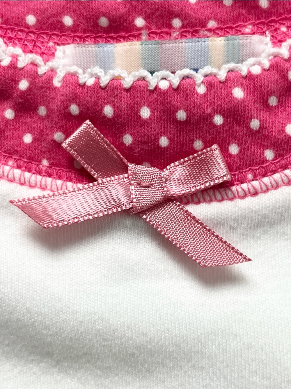 Gymboree Vintage 90s Kids Strawberry Pink White Polka Dot Puff Sleeve Top XS - Picture 7 of 13